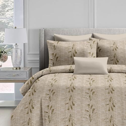 Jaipur Weaves 300 Tc Cotton Bed Sheet For Double Bed With 2 Pillow Covers| Queen Size,90X100 Inches, Soft & Breathable | Premium Cotton Queen Size Bed Sheet | Ideal For Modern Bedrooms|Brown Floral