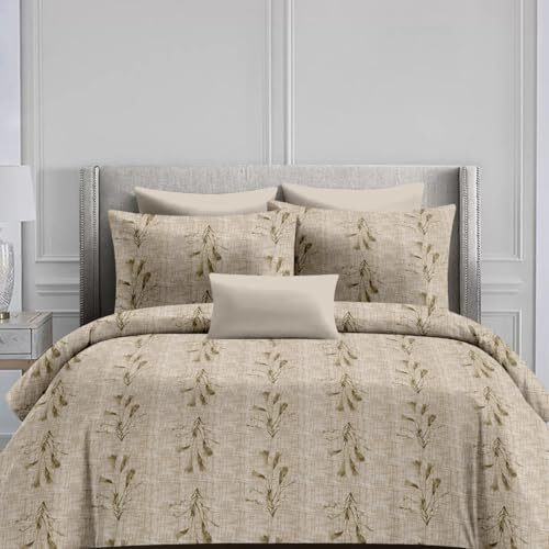 Jaipur Weaves 300 Tc Cotton Bed Sheet For Double Bed With 2 Pillow Covers| Queen Size,90X100 Inches, Soft & Breathable | Premium Cotton Queen Size Bed Sheet | Ideal For Modern Bedrooms|Brown Floral