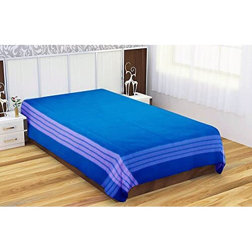 Tuni Mani Pure Cotton Bedsheet With Pillow Cover For Home/Hospitals, Size  50" X 90" (Blue)