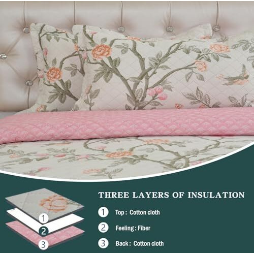 Fresh From Loom Ultrasonic 280 Tc Bedsheet King Size Double Bed | 100% Cotton Quilted Flat Bed Sheet With 2 Pillow Covers | | All Season Supersoft Bedding Bedcover Set (90X100 Inches | Gulab-White)