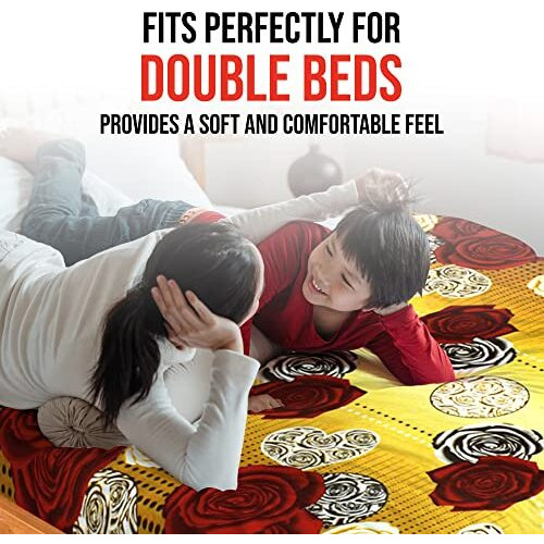 Story@Home Bedsheets For Double Bed | 150Tc | Pack Of 1 Double Bedsheet With 2 Pillow Covers, Mustard, Floral, Microfiber Bedsheet  225X250 Cm Perfect For Home Decor & Festive Gifting