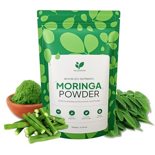 The Good Leaf Moringa Powder - 100G | 100% Natural Superfood With 120+ Nutrients, Antioxidants & Vitamins | Supports Pcos, Skin & Hair Health, Digestion & Immunity | Vegan & Preservative-Free