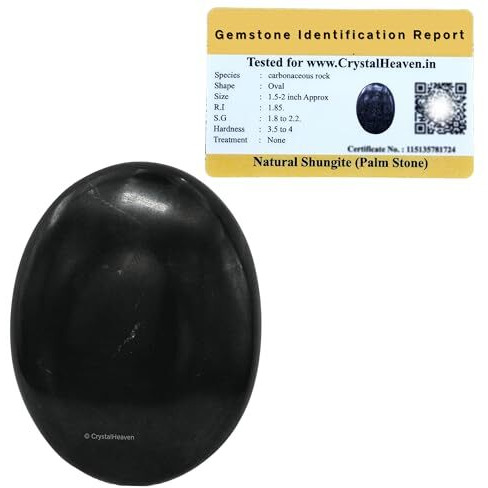 Crystal Heaven Certified Shungite Crystal Palm Pebbles Stones For Anxiety Stress Relief Massage - Aaa Grade Original Healing Gemstone Agate Palm Stone For Yoga Meditation Spiritual Reiki Feng Shui