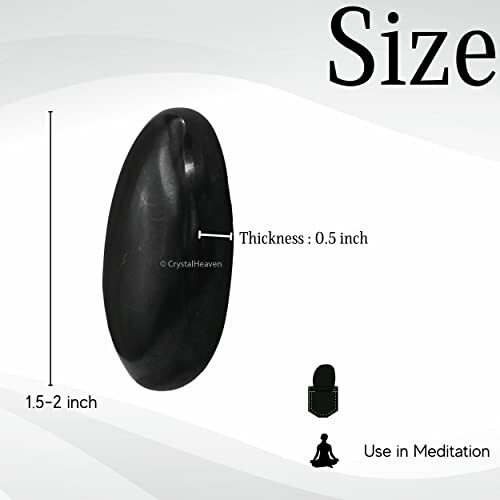Crystal Heaven Certified Shungite Crystal Palm Pebbles Stones For Anxiety Stress Relief Massage - Aaa Grade Original Healing Gemstone Agate Palm Stone For Yoga Meditation Spiritual Reiki Feng Shui