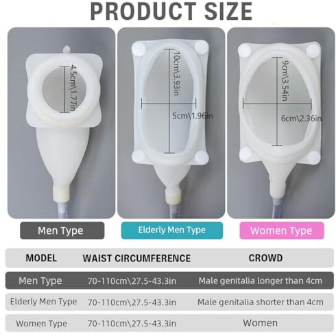 Hannea Wearable Urine Collector For Men, Portable Silicone Urine Collector, Breathable Cotton Pants, Reusable Urine Collection Bag (2000Ml & 1000Ml) For Men, Men Type