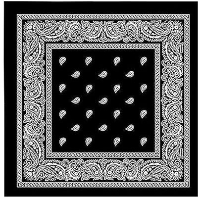 Dikhawa Unisex Cotton Bandana/Head Wrap/Wristband/Face Cover/Handkerchief For Men And Women (Black_50Cm X 50Cm_Pack Of 1)