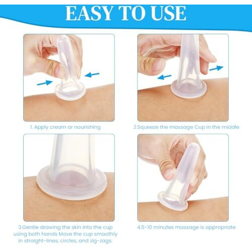 Zibuyu 4 Pcs Facial Cupping Set For Face, Silicone Cupping Cups Massage Set Cupping Therapy Cups Face Lift Cups Vacuum Suction Cup