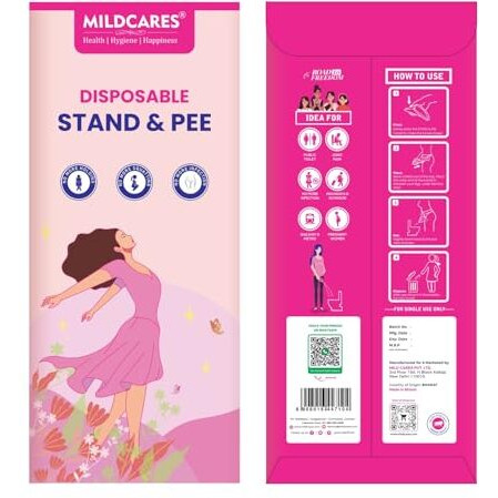 Mildcares Stand And Pee Disposable Urination Device For Women (Pack Of 2, 20 Units) | Female Urinal Pee Funnel | Zero Spillage | Pregnant Women, Joint Pain Patient & Traveler | Reduce The Risk Of Uti