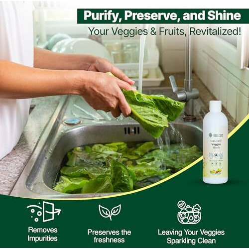 Ecoroot Natural Vegetable & Fruit Wash Liquid, Removes Germs, Reduce Grime & Pesticide, Baby & Pet-Friendly, Plant-Based, Non-Toxic Herbal Veggie Cleaning Disinfectant (500 Ml (Pack Of 1))