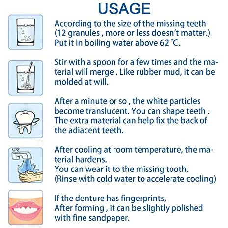 Silnovo Temporary Fake Teeth Replacement For Missing Or Broken Teeth, Denture Replacement, Diy Heat-Fit Beads, And Shapeable Dental Glue For False Teeth.