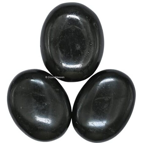 Certified Black Tourmaline Crystal Palm Pebbles Stones For Anxiety Stress Relief Massage - Aaa Grade Original Healing Gemstone Agate Palm Stone For Yoga Meditation Spiritual Reiki Feng Shui