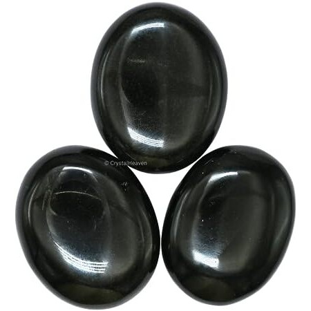 Crystal Heaven Black Agate Crystal Palm Pebbles Stones For Anxiety Stress Relief Massage - Aaa Grade Original Healing Gemstone Agate Palm Stone For Yoga Meditation Spiritual Reiki Feng Shui