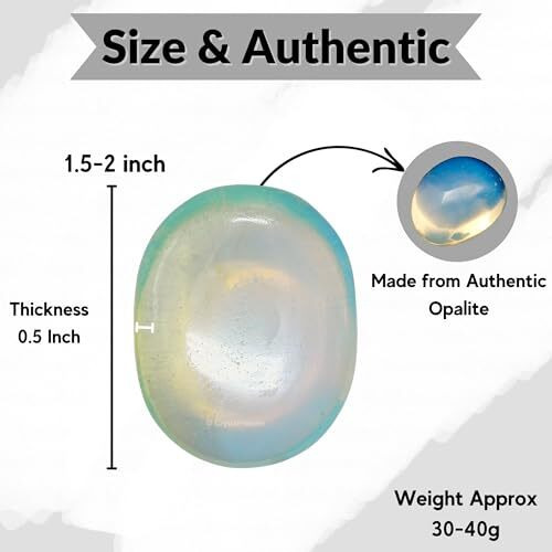 Crystal Heaven Opalite Crystal Palm Pebbles Stones For Anxiety Stress Relief Massage - Aaa Grade Original Healing Gemstone Agate Palm Stone For Yoga Meditation Spiritual Reiki Feng Shui