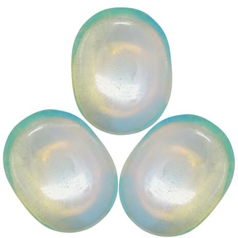 Crystal Heaven Opalite Crystal Palm Pebbles Stones For Anxiety Stress Relief Massage - Aaa Grade Original Healing Gemstone Agate Palm Stone For Yoga Meditation Spiritual Reiki Feng Shui