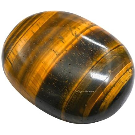 Crystal Heaven Certified Tiger Eye Agate Palm Pebbles Stones For Anxiety Stress Relief Massage-Aaa Grade Original Healing Gemstone Agate Palm Stone For Yoga Meditation Spiritual Reiki Feng Shui