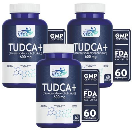 Fitnessveda Tudca 600 Mg - Liver Supplement With Milk Thistle For Improve Bile Flow & Fat Absorption - 120 Capsules (Pack Of 2)