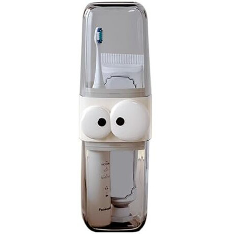 Cute Cartoon Transparent Toothbrush Holder With Storage Container, Dust-Proof Cover, Travel-Friendly, Toothbrush Travel Case 2 Cups Inside For Camping, Picnic, Trip, Travelling