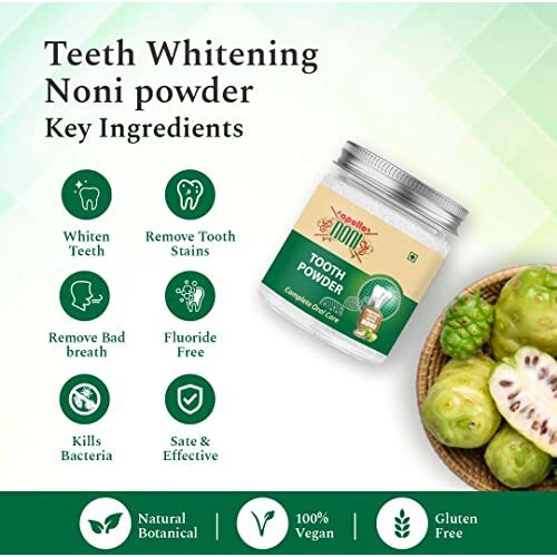 Apollo Noni Teeth Whitening Powder Dant Manjan | Restore Your Smile & Gives Fresh Breathe | Remove Stains | Remove Plaque | Long Lasting Freshness| Suitable For All Teeth Type 50G