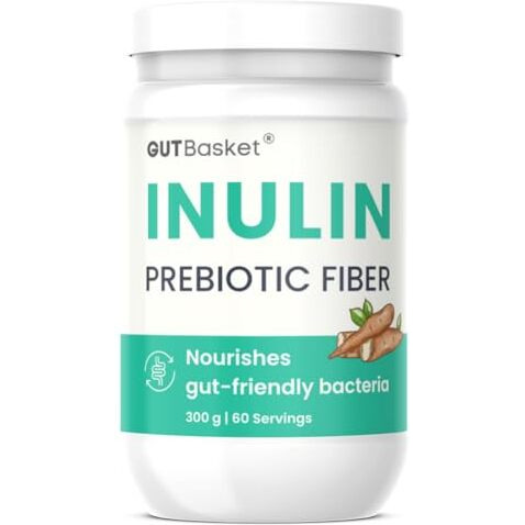 Gutbasket Pure Inulin Powder (300G) - Prebiotic Fiber For Gut Health & Digestive Wellness - Vegan, Non-Gmo, Gluten-Free - Perfect For Smoothies, Coffee, And Baking