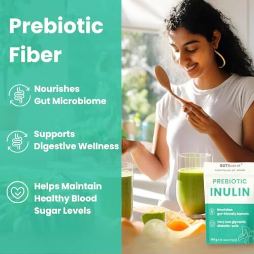 Gutbasket Pure Inulin Powder (300G) - Prebiotic Fiber For Gut Health & Digestive Wellness - Vegan, Non-Gmo, Gluten-Free - Perfect For Smoothies, Coffee, And Baking