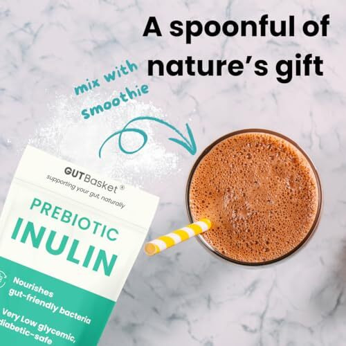 Gutbasket Pure Inulin Powder (300G) - Prebiotic Fiber For Gut Health & Digestive Wellness - Vegan, Non-Gmo, Gluten-Free - Perfect For Smoothies, Coffee, And Baking