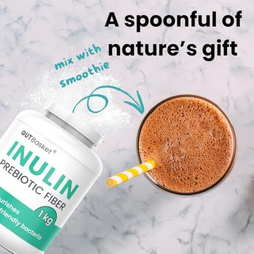 Gutbasket Pure Inulin Prebiotic Fiber Powder (1 Kg) - Prebiotic Fiber For Gut Health & Digestive Wellness - Vegan, Non-Gmo, Gluten-Free - Perfect For Smoothies, Coffee, And Baking