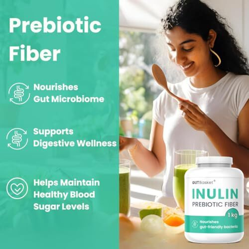 Gutbasket Pure Inulin Prebiotic Fiber Powder (1 Kg) - Prebiotic Fiber For Gut Health & Digestive Wellness - Vegan, Non-Gmo, Gluten-Free - Perfect For Smoothies, Coffee, And Baking