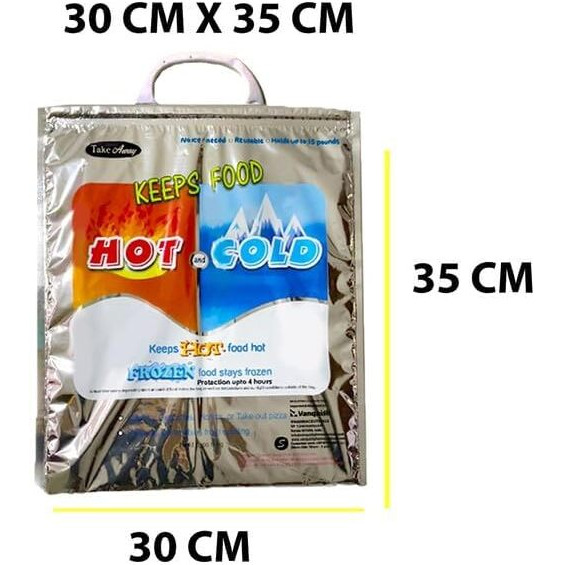Darkstone Mart Hot And Cold Small Bag For Food Storage Reusable Thermal Bag 3 Layer Protection Aluminium Foil Bag (Size - 35 X 30 Cm_Pack Of 1)