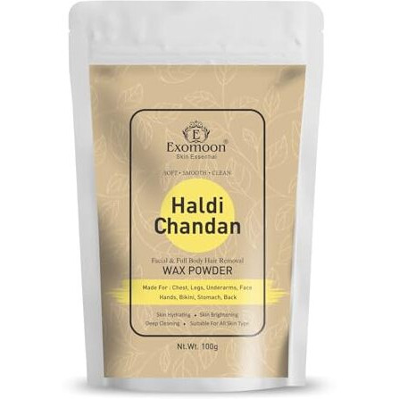 Haldi & Chandan Full Body Wax Powder For Hair Removal For Women & Men | Painless & Quick Solution Herbal Wax Powder For All Skin Types Hands, Face, Legs, Underarms, Bikini, Intimate Area-100Gm