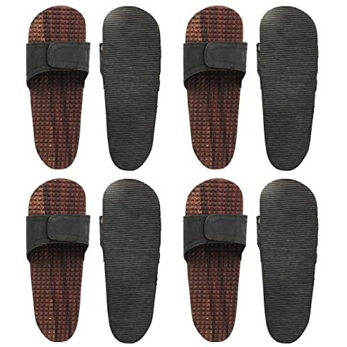 Karigar Creations Acupressure Slippers Unisex Wooden Relaxing Acupressure Foot Feet Massager Slippers Chappal For Good Health Natural Wood Color Brown Size Uk 8 (Pack Of 4)