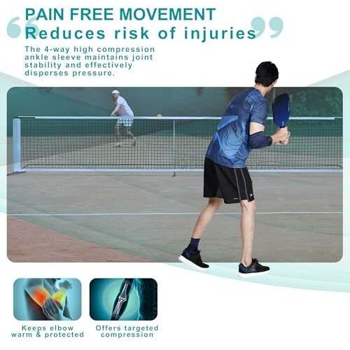 Dr Fitzy 1 Pair Elbow Support For Gym Workout, 3D Compression Tennis Elbow Band For Men And Women, Elbow Sleeves For Gym With Arm Band And Anti Slip Grip, 2 Units Elbow Cap Brace For Pain Relief (Blue, M)