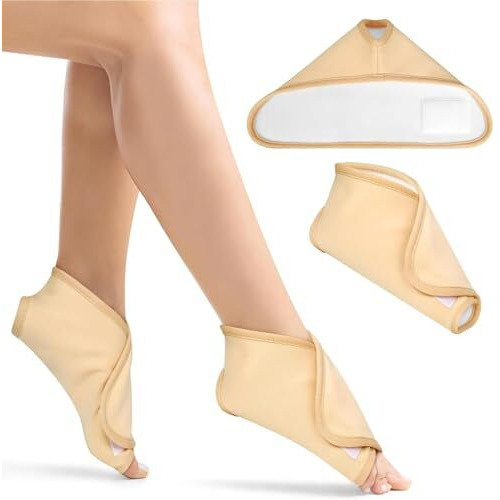 Coolshef 2Pcs Castor Oil Pack Wrap For Ankle  Reusable Organic Foot Wrap For Plantar Fasciitis Relief, Premium Knit Fabric, Mess-Free, Easy To Use For Natural Foot Care (Khaki)