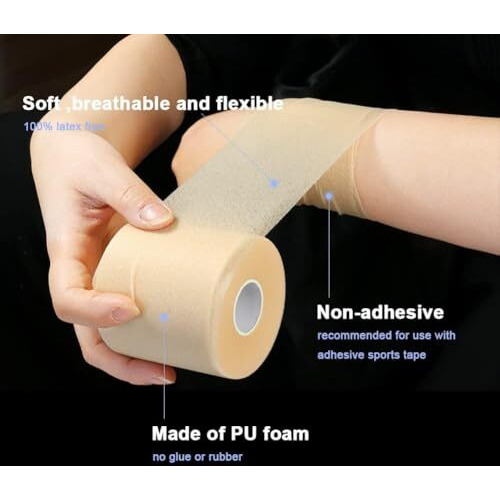 Musclefix Athletic Pre Wrap Tape For Hair Foam Underwrap Tape Sports Pre-Wrap Athletic Tape Underwrap For Hair Ankle Wrists Knees Sports 20 Mtr (Beige | 6 Cm)