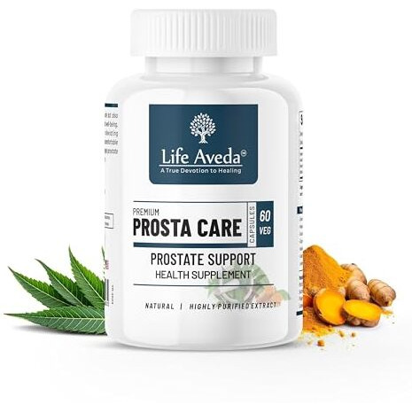 Life Aveda 100% Natural Ayurvedic Premium Prosta Care Capsule For Men's Health, Helps With Inflammation, Burning And Irritation - 60 Capsule (Pack Of 1)
