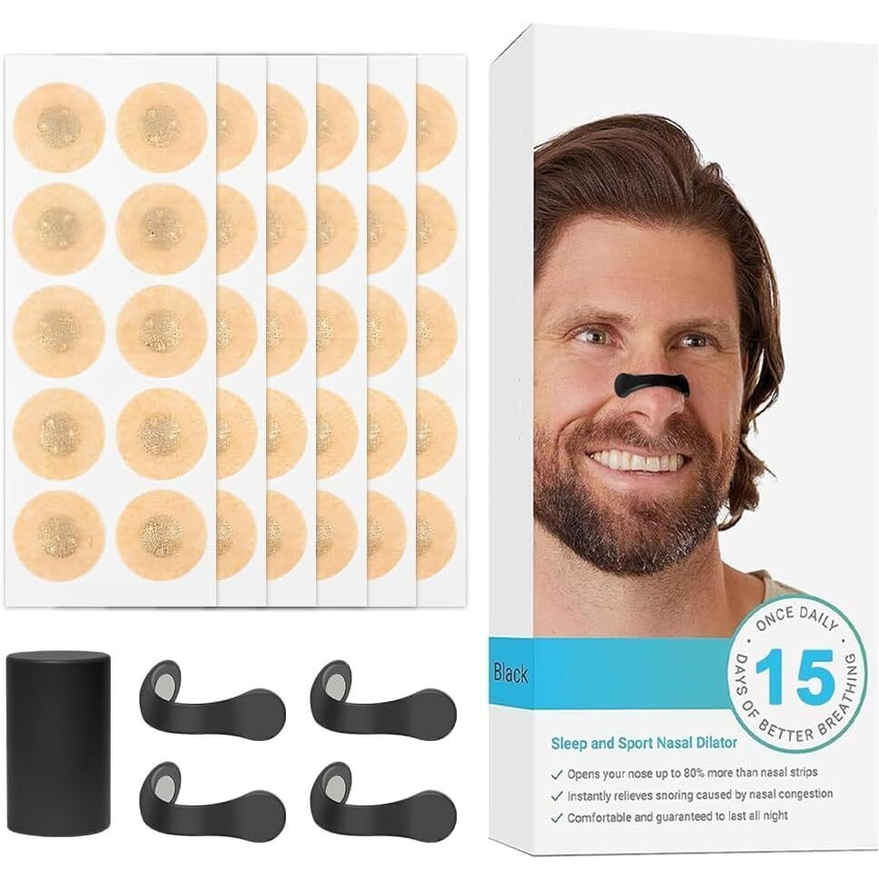 Heattack Breathing Nasal Strip Starter Kit 15 Count - Boost Oxygen Intake, Reduce Snoring, Improve Sleep Quality - Sweat Resistant, Skin Safe Nasal Strips - Extra Strength Snoring Solution