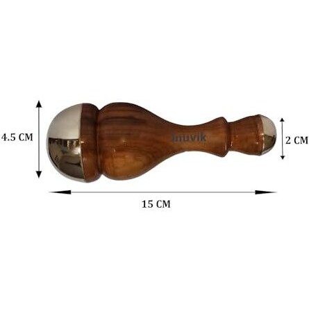 Inuvik Ayurvedic Dual Kansa Wand (For Face & Body) With Teak Wood Handle For Acupoint Massager For Detoxification & Deep Relaxation Massage Tool (Both Side Kansa With 4.5 Cm Bronze)