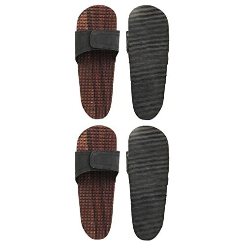 Karigar Creations Acupressure Slippers Unisex Wooden Relaxing Acupressure Foot Feet Massager Slippers Chappal For Good Health Natural Wood Color Brown Size Uk 8 (Pack Of 2)