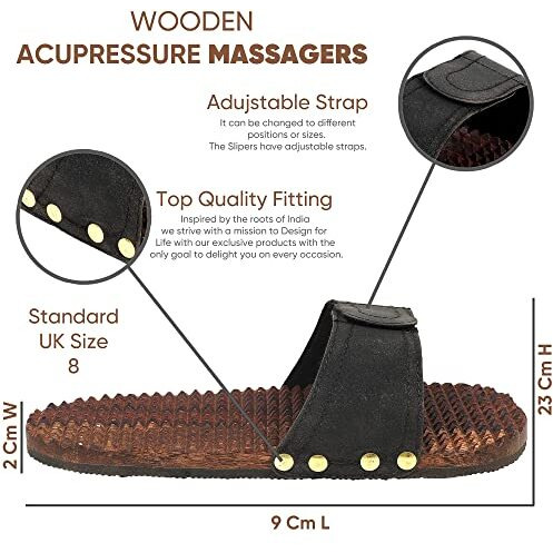 Karigar Creations Acupressure Slippers Unisex Wooden Relaxing Acupressure Foot Feet Massager Slippers Chappal For Good Health Natural Wood Color Brown Size Uk 8 (Pack Of 2)