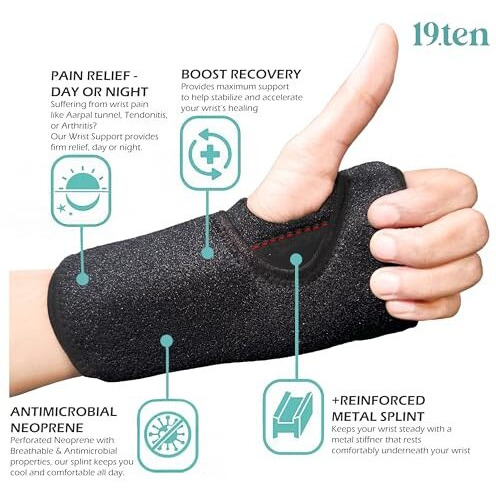 Neoprene Wrist And Palm Support With Metal Stiffner For Sprains, Strains, Sports Injuries, Wrist Tenosynovitis, Ganglion Cysts, And Repetitive Tasks Such As Typing And Driving (Right Hand Rhbr02)