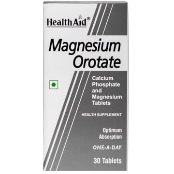 Healthaid Magnesium Orotate - 90 Vegetarian Tablets | Superior Absorption Formula | Magnesium Supplement For Healthy Bones, Teeth, Nerve System |Yeast & Gluten Free