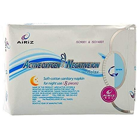 Airiz Soft-Cotton Sanitary Pads With Wings For Night Use  280Mm Long  16 Pads In 2 Pack