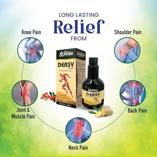 Dersy Ayurvedic Orthopaedic Pain Relief Massage Oil For Full Body Relax 100 Ml | Enriched With Adrak ,Ajwain, Mahanarayan , Dhanvantharam , Eucalyptus Oil & 13 Herbs | Natural & Ayurvedic Relief From Joint , Muscle , Knee & Back Pain, Sprains, Sports Injuries