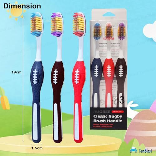 Funblast Tooth Brush Set - Pack Of 3 Pcs Toothbrush For Men & Women, Medium Bristles For Sensitive Teeth With Non-Slip Handle Design, Manual Tooth Brush For Adults (Multicolour)