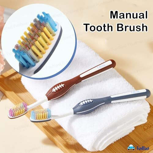 Funblast Tooth Brush Set - Pack Of 3 Pcs Toothbrush For Men & Women, Medium Bristles For Sensitive Teeth With Non-Slip Handle Design, Manual Tooth Brush For Adults (Multicolour)