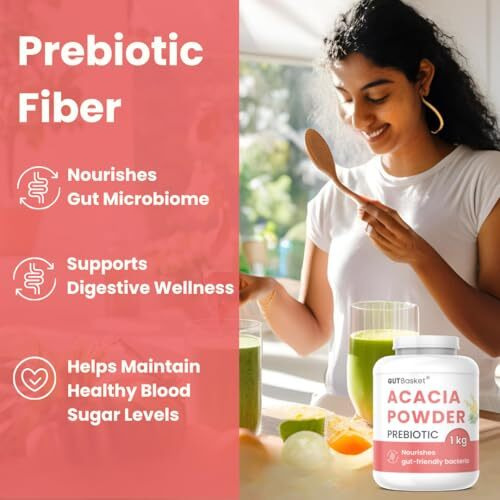 Gutbasket Acacia Powder Prebiotic (1 Kg) - Prebiotic Fiber Supplement For Digestive Health & Gut Wellness - Vegan, Gluten-Free, Non-Gmo - Nourishes Gut Microbiome, Easy On Your Gut