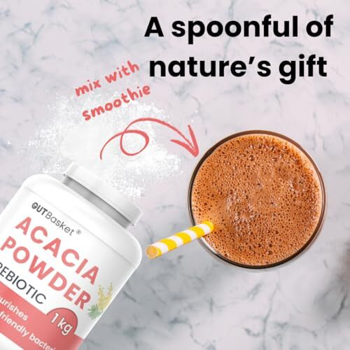 Gutbasket Acacia Powder Prebiotic (1 Kg) - Prebiotic Fiber Supplement For Digestive Health & Gut Wellness - Vegan, Gluten-Free, Non-Gmo - Nourishes Gut Microbiome, Easy On Your Gut