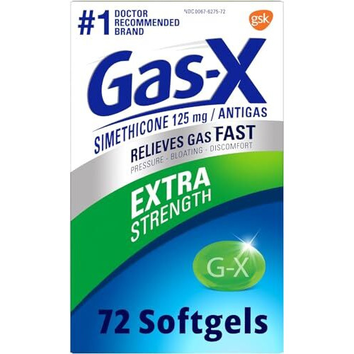 G.As-X Extra Strength Gas Relief Softgels With Simethicone 125 Mg For Bloating Relief - 72 Count