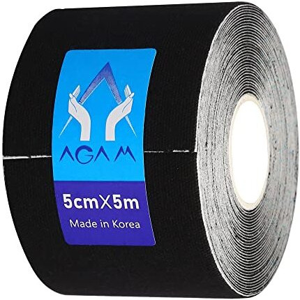 A-Tape Made In Korea Kinesiology Tape For Physiotherapy Kinesio Tape For Sports Injury Pain Relief Athletic Therapeutic Muscle Tape (5 Cm * 5.0 M) (Black)