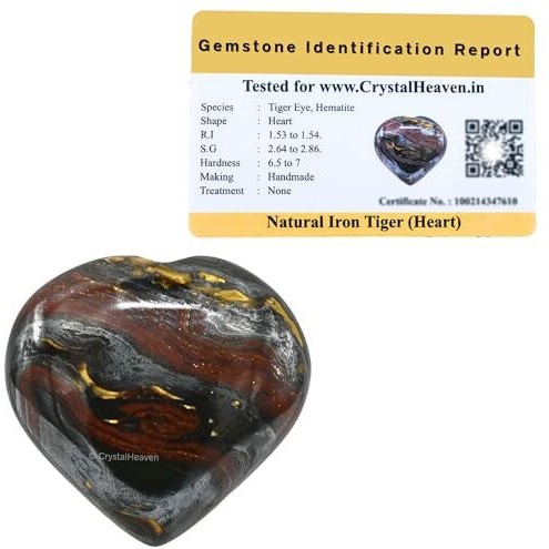 Crystal Heaven Iron Tiger Eye Crystal Heart Palm Pebbles Stones For Anxiety Stress Relief Massage - Aaa Grade Original Healing Gemstone Agate Heart Palm Stone For Yoga Meditation Spiritual