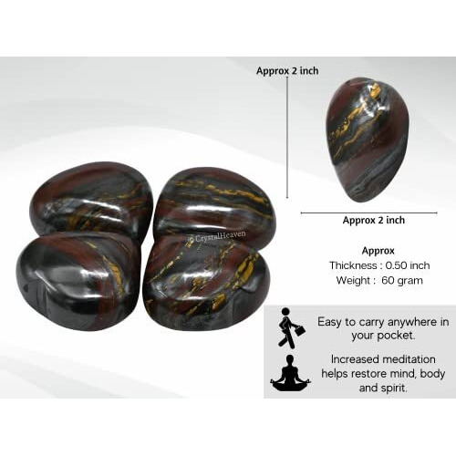 Crystal Heaven Iron Tiger Eye Crystal Heart Palm Pebbles Stones For Anxiety Stress Relief Massage - Aaa Grade Original Healing Gemstone Agate Heart Palm Stone For Yoga Meditation Spiritual